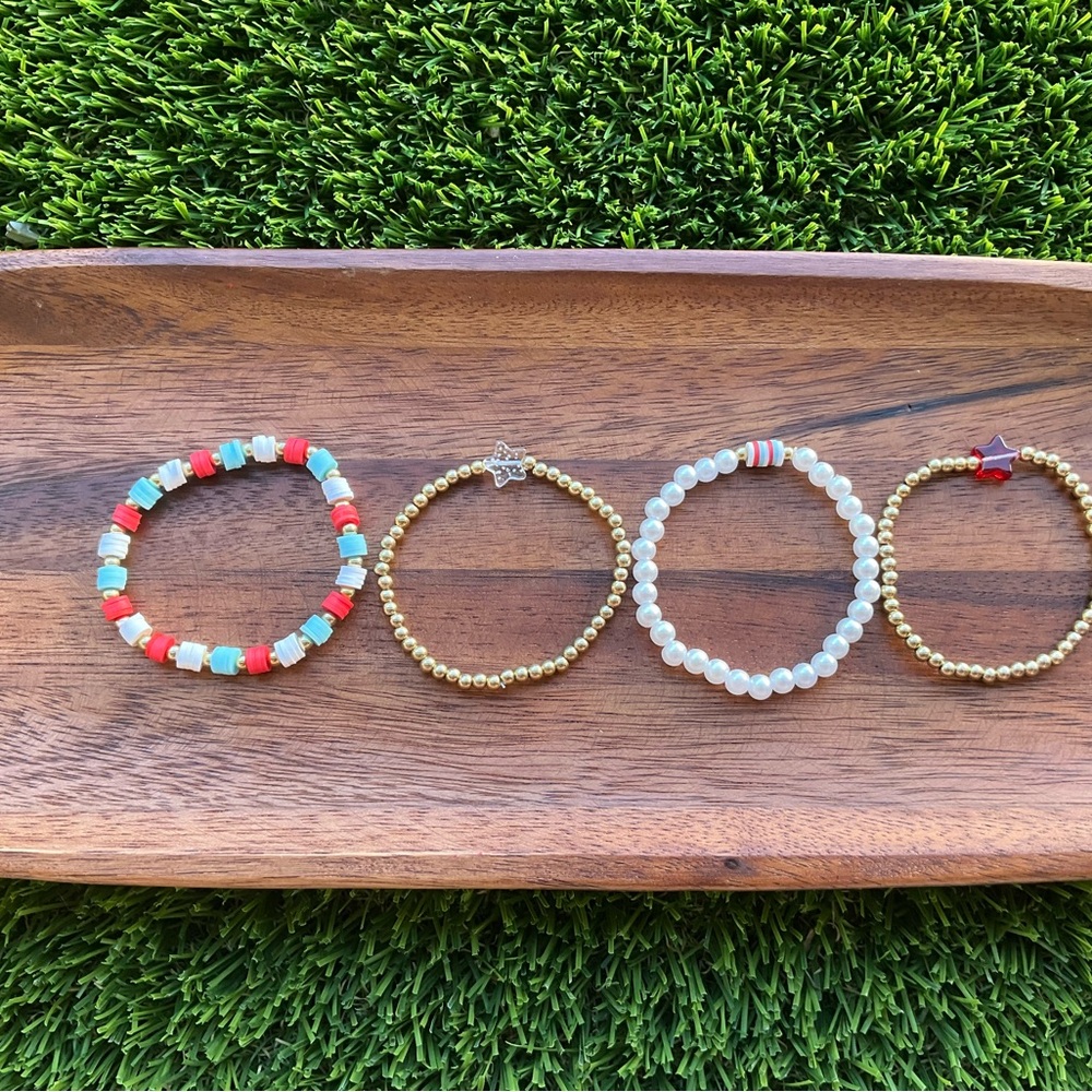 Colorful Beaded 4th of July Bracelet Set